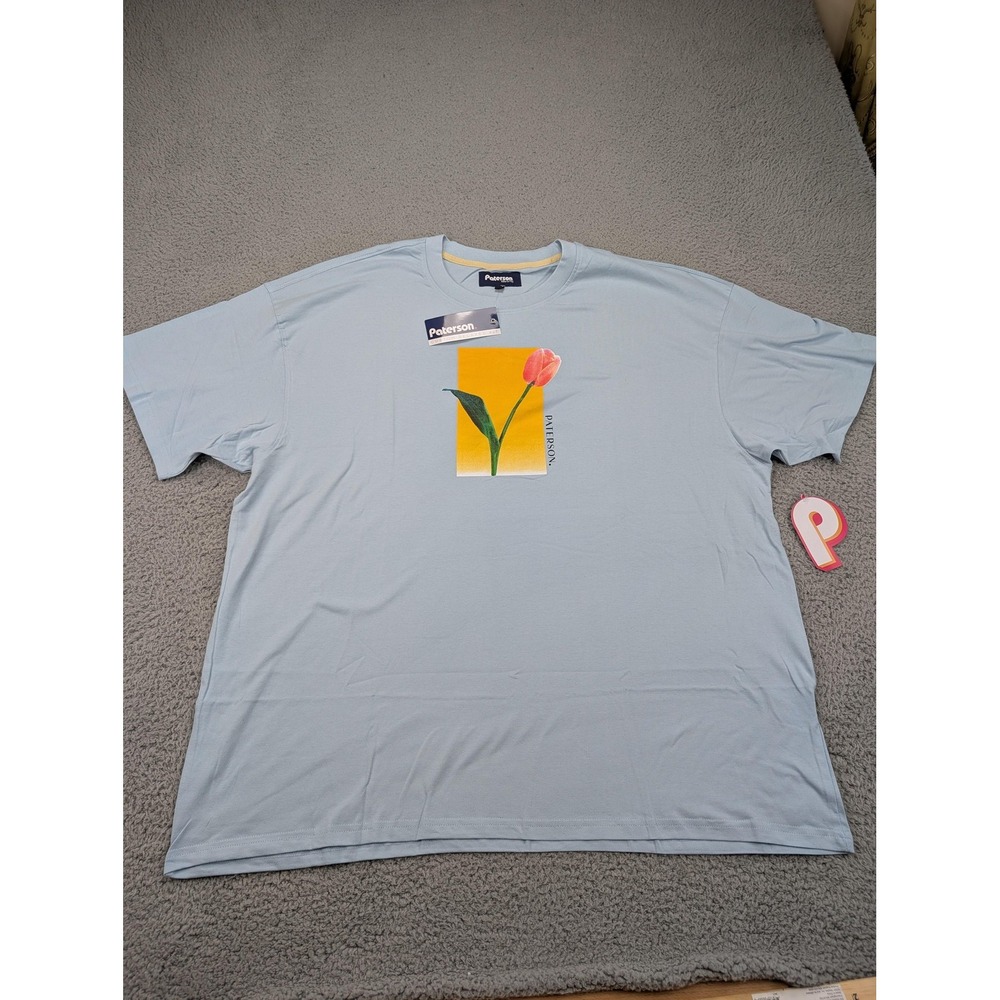 Paterson Shirt Mens 2XL Light Blue Custom Relaxed Fit Tulip Graphic‎ P71 New